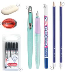 Herlitz Set stilou Herlitz My pen bleu/roz, rezerve My Pen, creioane HB, radiera, ascutitoare Pelikan (EAN-015630)