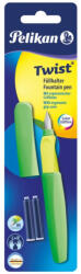 Pelikan Stilou Twist Verde Neon, Cu Grip Ergonomic, 2 Rezerve Albastre, Blister Pelikan (807302)