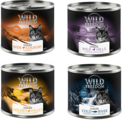 Wild Freedom Wild Freedom Pachet economic Adult Sterilised 12 x 200 g - rețetă fără cereale mixt (4xWide Country, 4xCold River, 2xGolden Valley, 2xWild Hills)