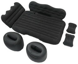 Techsuit - Felfújható légmatrac (CO-I1) - autós utazáshoz, párnákkal az autó hátsó üléséhez, 130 x 85 cm - fekete szürke (KF239381)