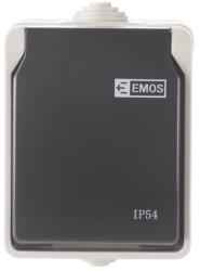EMOS Priză de perete, gri-negru, IP54 71034