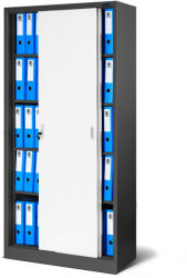 JAN NOWAK KUBA Fém szekrény polcokkal tolóajtókkal, 900x1850x450, modell antracit-fehér