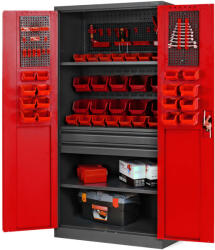 JAN NOWAK SZYMON Fém műhelyszekrény fiókokkal, 920x1850x500, modell antracit-piros