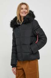 Alpha Industries rövid kabát Hooded Puffer Wmn női, fekete, téli - fekete XS