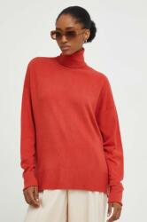 ANSWEAR pulóver könnyű, női, piros, garbónyakú - piros M/L