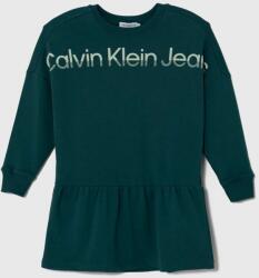 Calvin Klein Jeans gyerek pamutruha zöld, mini, harang alakú - zöld 152