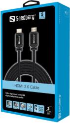 Sandberg HDMI 2 méter összekötő kábel, HDMI 2.0 4K-UHD (508-98)