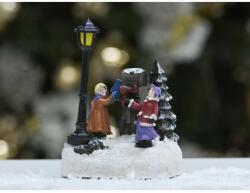 Karácsonyi jelenet - gyerekek a postaláda körül világítós (0532P)