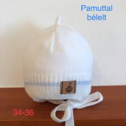 Vastag kötött baba sapka pamut béléssel - Fehér hajós (34-36 cm fejkörfogat)