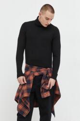 Superdry gyapjúkeverék pulóver meleg, férfi, fekete, garbónyakú - fekete XL