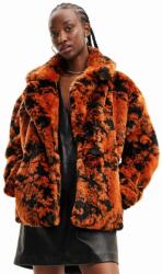 Desigual rövid kabát 23WWEW69 WOMAN WOVEN FAKE FUR női, narancssárga, téli - narancssárga L