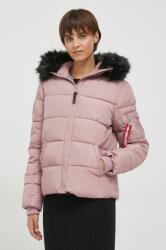Alpha Industries rövid kabát Hooded Puffer Wmn női, rózsaszín, téli - rózsaszín XS