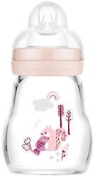 MAM Feel Good Cumisüveg Prémium üvegből 170 ml 0 hó+ (rózsaszín, mókus)