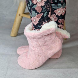 Ollike Gyerek csizmás kötött MAMUSZ szivacsos csúszásgátlós talprésszel Babarózsaszín, 27-31 50466