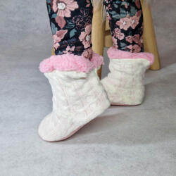 Ollike Gyerek csizmás kötött MAMUSZ szivacsos csúszásgátlós talprésszel Fehér, 23-27 50462