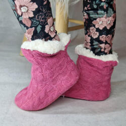 Ollike Gyerek csizmás kötött MAMUSZ szivacsos csúszásgátlós talprésszel Pink, 27-31 50472