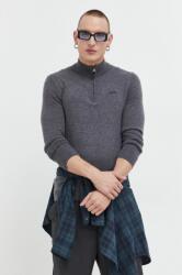 Superdry gyapjúkeverék pulóver könnyű, férfi, szürke, félgarbó nyakú - szürke M
