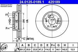 ATE Disc frana ATE 24.0125-0189.1 - centralcar