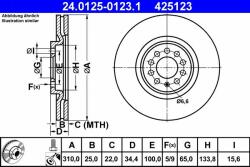 ATE Disc frana ATE 24.0125-0123.1 - centralcar