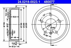 ATE Tambur frana ATE 24.0218-0023.1 - centralcar