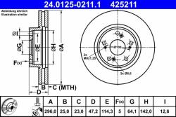 ATE Disc frana ATE 24.0125-0211.1 - centralcar