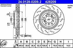 ATE Disc frana ATE 24.0128-0209.2 - centralcar