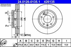 ATE Disc frana ATE 24.0126-0135.1 - centralcar