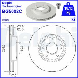 DELPHI Disc frana DELPHI BG5002C - centralcar
