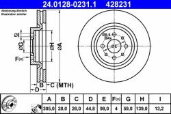 ATE Disc frana ATE 24.0128-0231.1 - centralcar