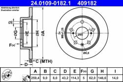 ATE Disc frana ATE 24.0109-0182.1 - centralcar