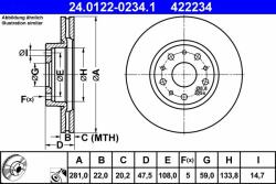 ATE Disc frana ATE 24.0122-0234.1 - centralcar