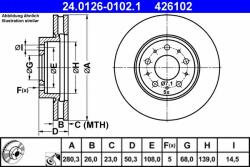 ATE Disc frana ATE 24.0126-0102.1 - centralcar