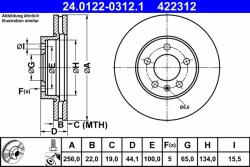 ATE Disc frana ATE 24.0122-0312.1 - centralcar