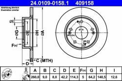 ATE Disc frana ATE 24.0109-0158.1 - centralcar