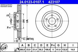 ATE Disc frana ATE 24.0123-0107.1 - centralcar