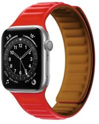 gigapack Apple Watch Series 9 41mm pótszíj (egyedi méret, szilikon, bőr hatású, 3d minta, mágneses zár) piros (GP-142778)