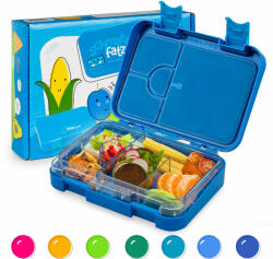 Klarstein Junior Lunchbox, 6 compartimente, 21, 3 x 15 x 4, 5 cm (L x Î x l), fără BPA (SMF4-jnrbluegiraffe) (SMF4-jnrbluegiraffe)