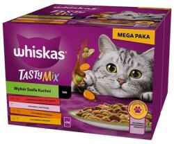Whiskas Adult Tasty Mix Séf választása mártásban 48x85 g-os darabok marhahússal, lazaccal, csirkével és pulykával, csirkével és tőkehallal macskáknak