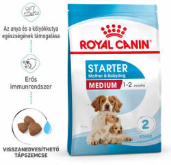 Royal Canin Medium Starter Mother & amp; Babydog - Száraz táp közepes testű vemhes szuka és kölyök kutya részére 2 hónapos korig (2 x 15 kg) 30kg (247023)