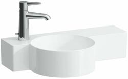 Laufen VAL Kézmosó, kör alakú, jobb oldali polccal, 430 mm-re vágható, túlfolyónyílás nélkül, 1 csaplyukkal bal oldalon, Fehér LCC bevonattal H8152834001131 (H8152834001131)