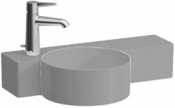 Laufen VAL Kézmosó, kör alakú, jobb oldali polccal, 430 mm-re vágható, túlfolyónyílás nélkül, 1 csaplyukkal bal oldalon, Graphite matt H8152837581131 (H8152837581131)