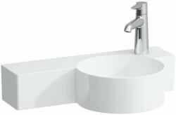 Laufen VAL Kézmosó, kör alakú, bal oldali polccal, 430 mm-re vágható, túlfolyónyílás nélkül, 1 csaplyukkal jobb oldalon, Fehér H8152840001141 (H8152840001141)