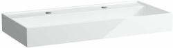 Laufen Kartell LAUFEN Mosdótál, alsó felülete csiszolt, túlfolyónyílás nélkül, 2 csaplyukkal, Fehér H8163370001151 (H8163370001151)