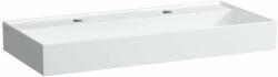 Laufen Kartell LAUFEN Mosdótál, alsó felülete csiszolt, túlfolyónyílás nélkül, 2 csaplyukkal, Matt fehér H8163377571151 (H8163377571151)
