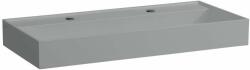 Laufen Kartell LAUFEN Mosdótál, alsó felülete csiszolt, túlfolyónyílás nélkül, 2 csaplyukkal, Matt szürke H8163377591151 (H8163377591151)