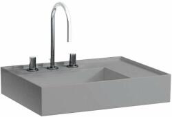 Laufen Kartell LAUFEN Mosdó jobb oldali pulttal, rejtett túlfolyóval, a mosdó alja csiszolt, három csaplyukkal, túlfolyónyílás nélkül, Graphite matt H8183347581581 (H8183347581581)