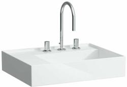 Laufen Kartell LAUFEN Mosdó bal oldali pulttal, rejtett túlfolyóval, a mosdó alja csiszolt, három csaplyukkal, túlfolyónyílás nélkül, Fehér H8183350001581 (H8183350001581)