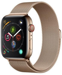 Apple Watch 1-6, SE (42 / 44 mm), fém pótszíj, milánói stílus, mágnes zárral, Devia Elegant, arany - ionstore