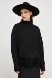 ANSWEAR gyapjú pulóver fekete, garbónyakú - fekete S/M - answear - 13 185 Ft