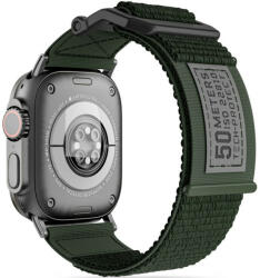Apple Watch 4-6, SE, SE (2022) (42 / 44 mm) / Watch 7-9 (45 mm) / Watch Ultra 1-2 (49 mm), textíl pótszíj, nylon, állítható, TP Scout, sötétzöld
